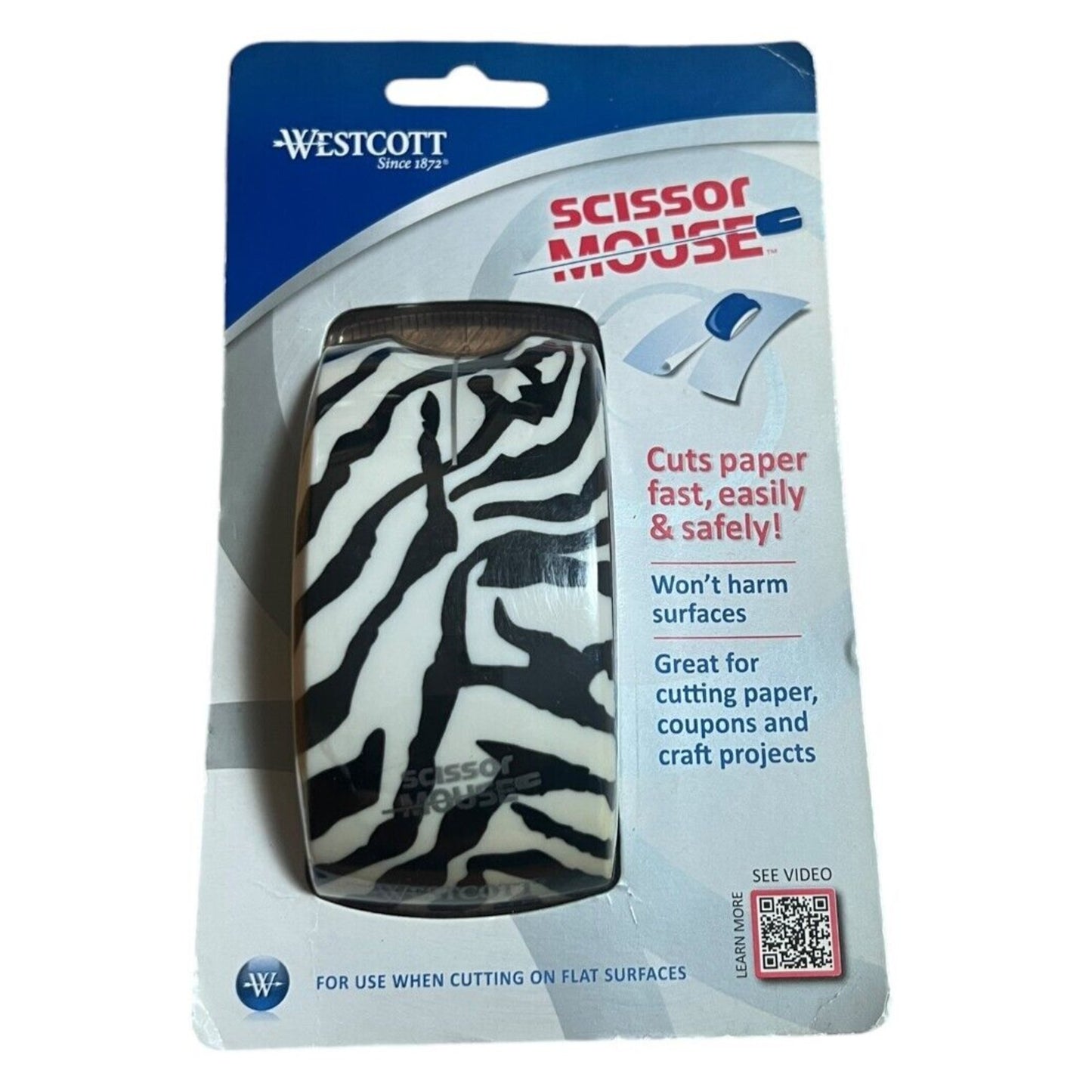 Westcott Scissor Mouse Item No.15527 Zebra Cuts Paper Easily Brand New NWT