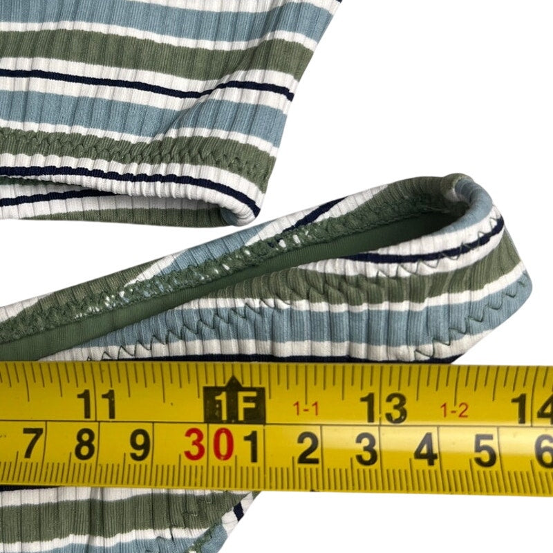 L.A. Hearts Two Piece Bikini Swimwear Set S Top and M Bottom Green Striped EUC
