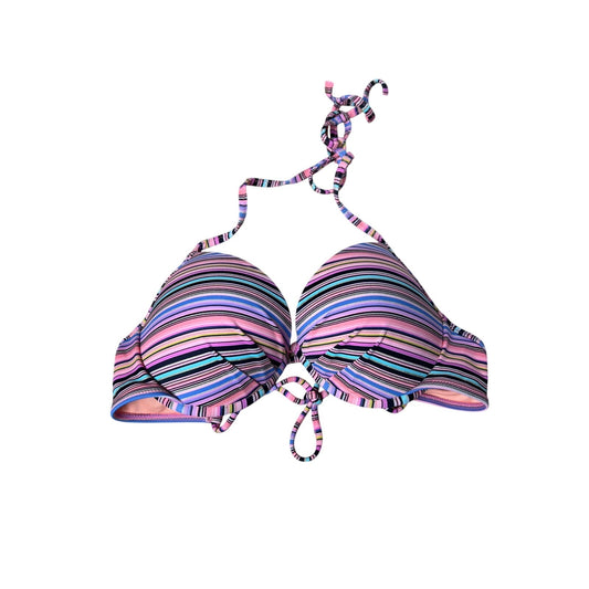 Y2K Victorias Secret 34C Fabulous Bikini Top Padded Striped Pink