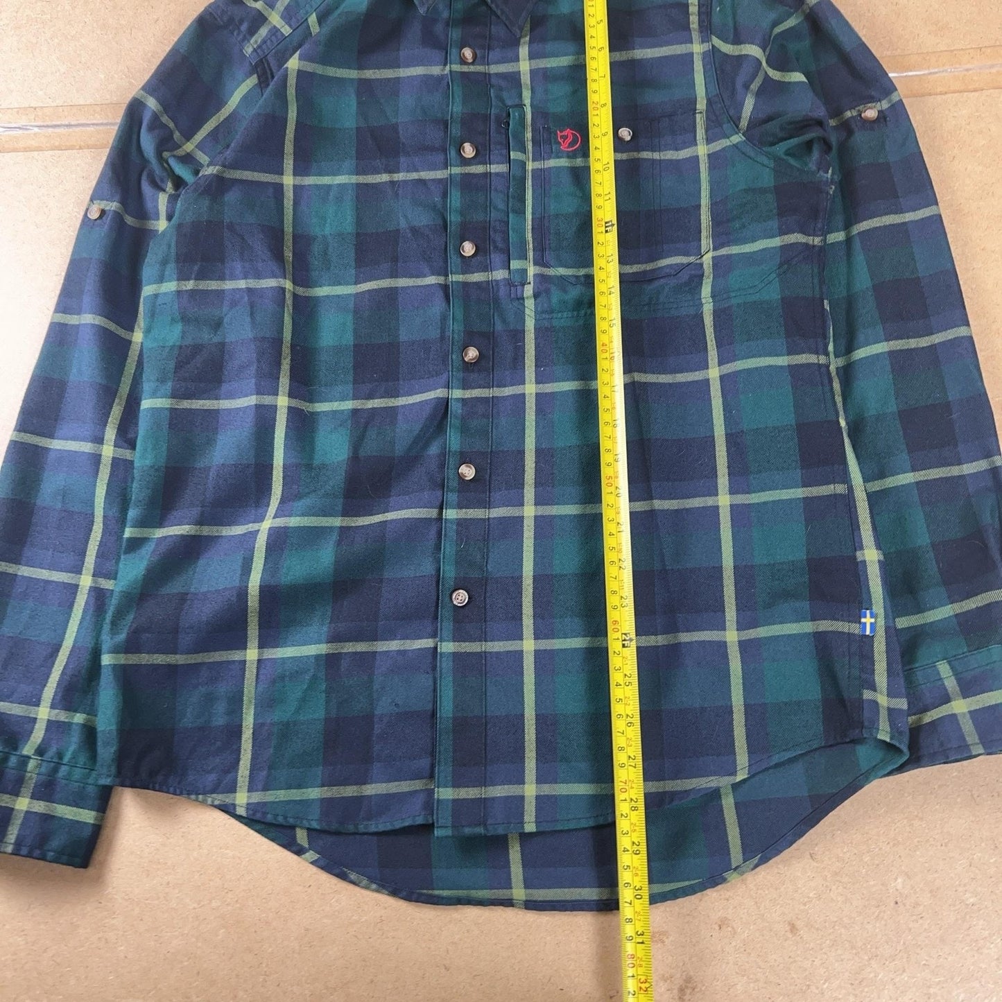 Fjallraven Shirt Mens S Green Plaid Long Sleeve Flannel Button Up Casual