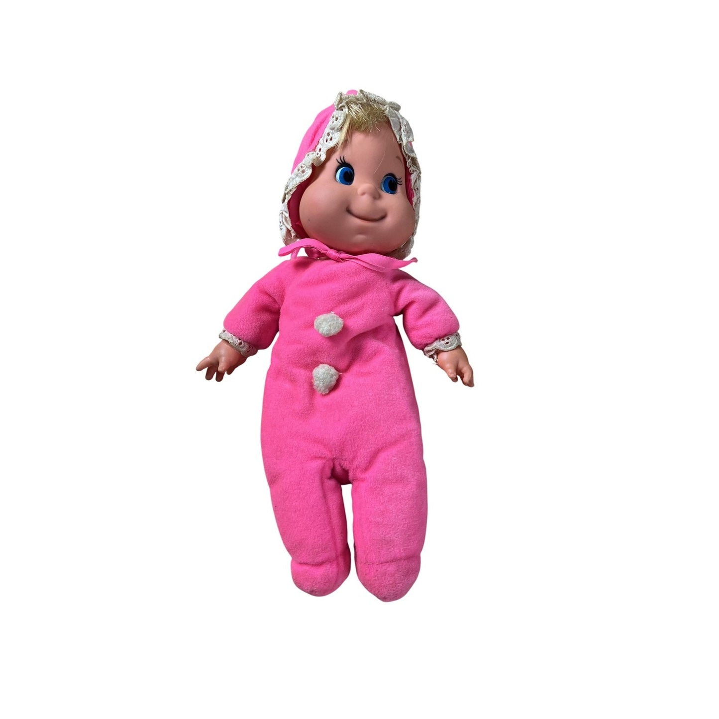 Vintage Mattel Baby Beans Doll Pink 12in Hong Kong Cloth Vinyl Head Toy