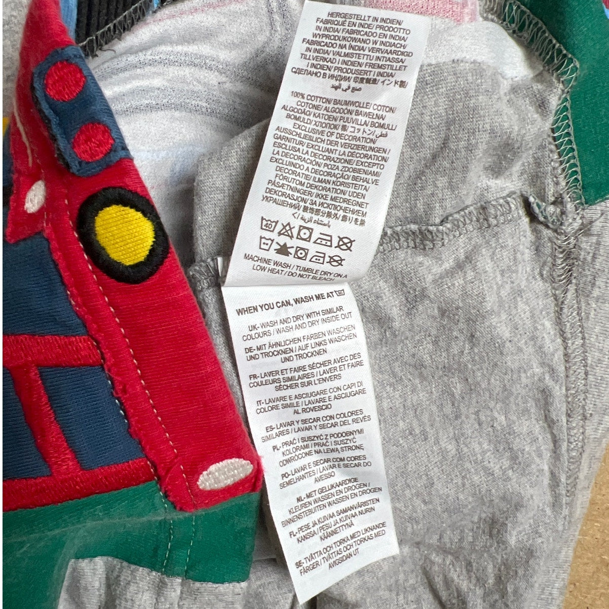 Mini Boden Gray Train Applique Long Sleeve Boy Size 6-7Y