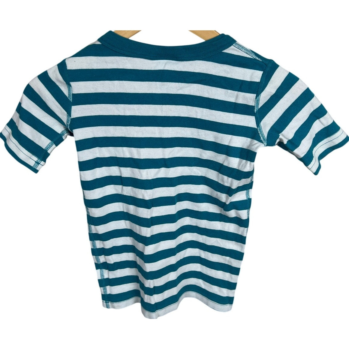 Hanna Anderson Size 8 Shirt Boys Blue Striped Short Sleeve