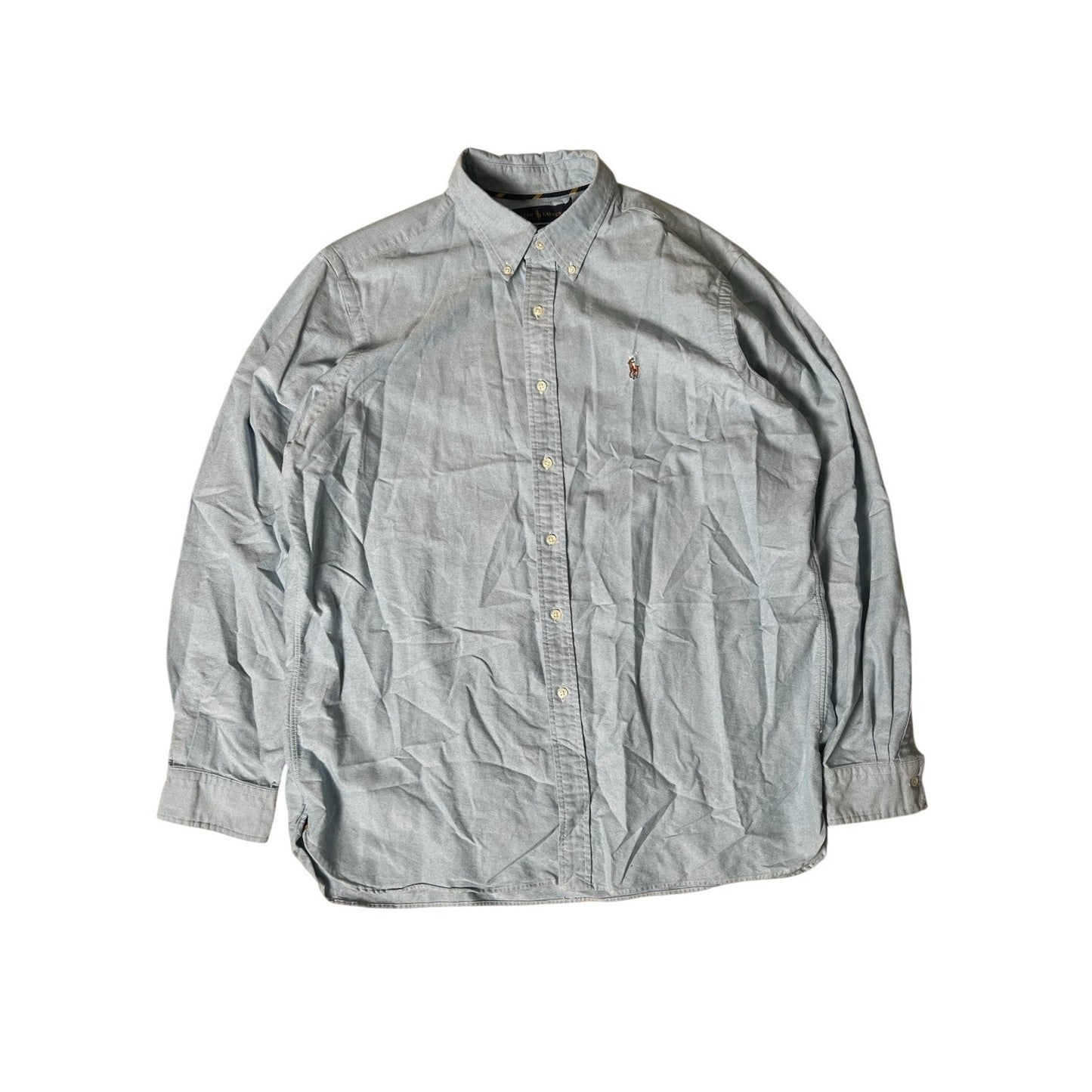Ralph Lauren Shirt Mens XL Blue Chambray Long Sleeve Button Up Classic Fit