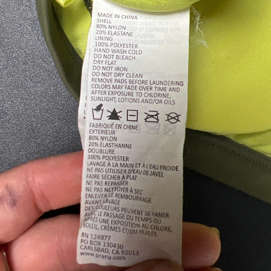 Prana Large XL Bikini Top Brina Halter Green Stripe Pad Swim Suit