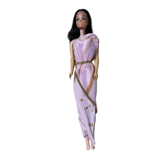 Vintage 1966 Barbie Pink Dress Brown Hair Barbie Fashion Made IKorea