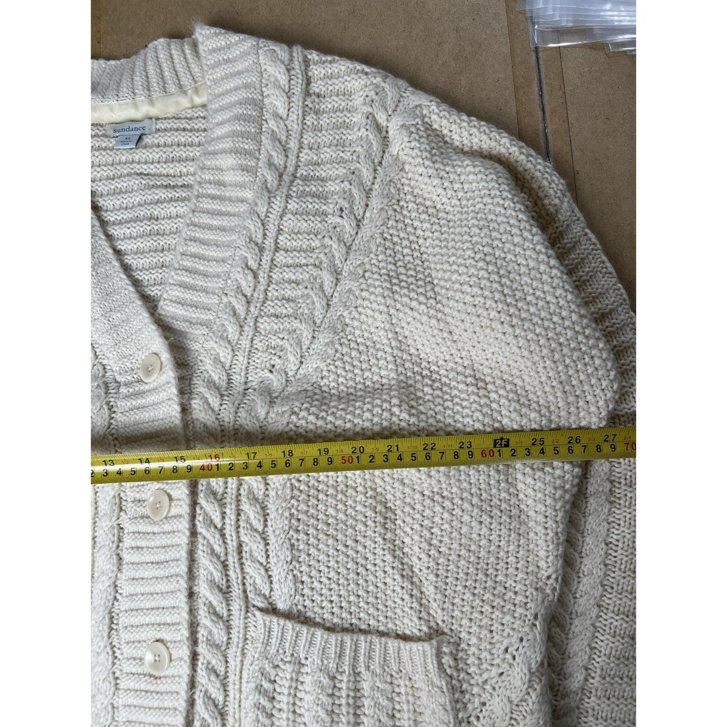 Sundance Cushion Womens Extra Large Beige Braided Cotton Blend Cardigan Sweater