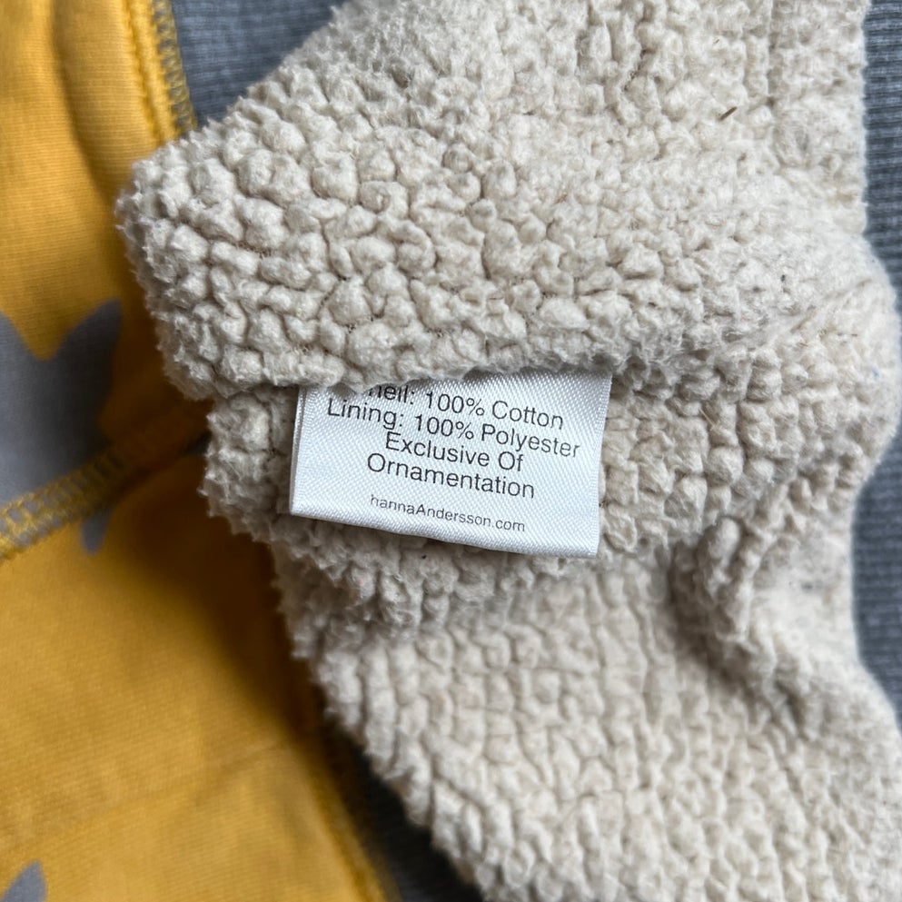 Hanna Andersson Yellow/Gray Zip Up Sherpa Lined Sweater Size 120