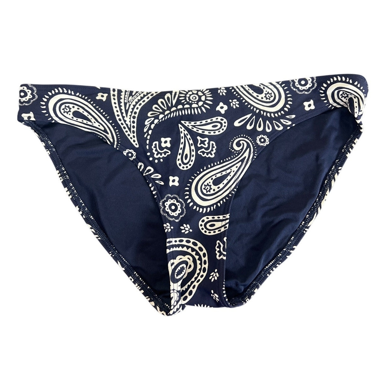 Aerie Swim Bikini High Waisted Paisley Navy Blue Bottoms Small