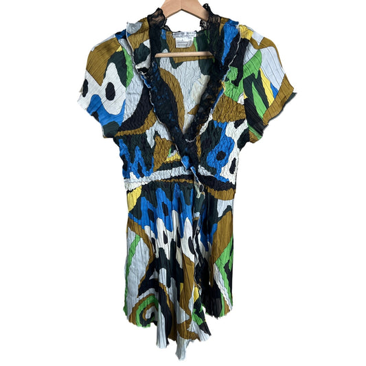 Alberto Makali Size Large Women's Top 100% Polyester Mixed Blouse