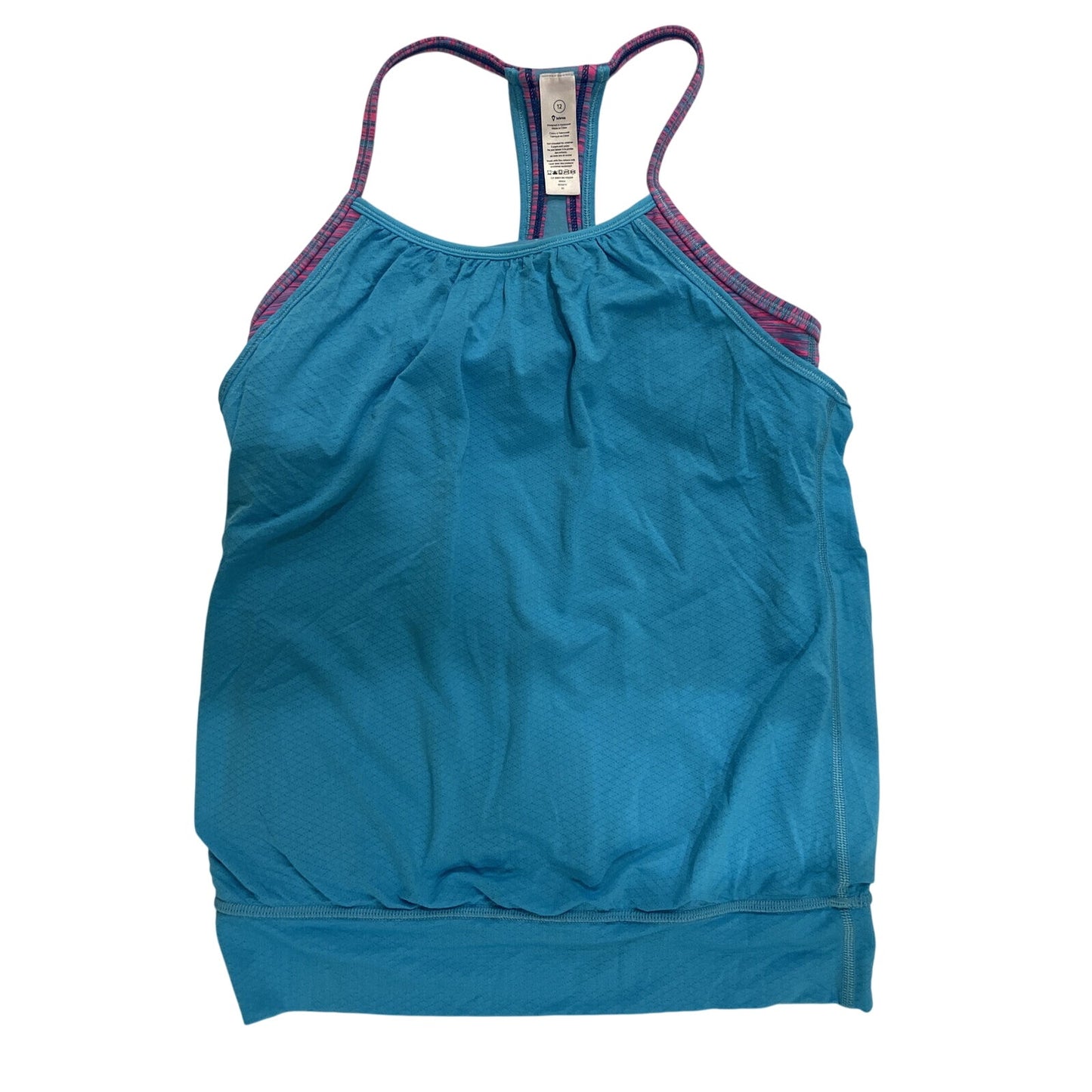 ivivva by Lululemon Girls Blue & Pink Double Dutch Tank Top Size 12 - EUC