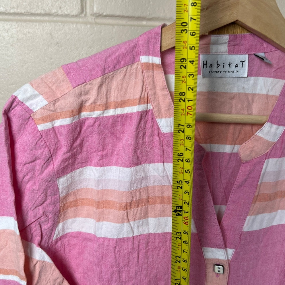 Habitat Clothes To Live in Medium Pink Stripped Cotton Top