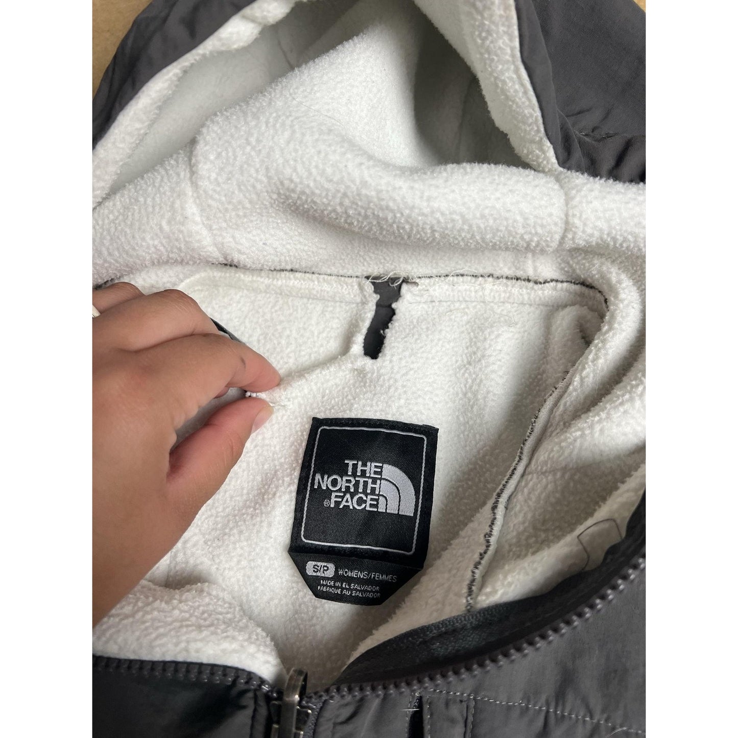 The North Face Sweater Womens S White Gray Full Zip Hooded Fleece Polartec