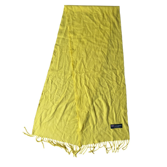 100% Cashmere Yellow Scarf Made In Scotland Warm Wrap Wool Scarf Pure 65.5"