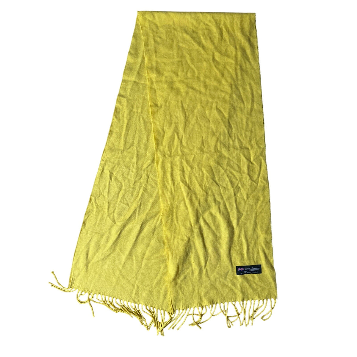 100% Cashmere Yellow Scarf Made In Scotland Warm Wrap Wool Scarf Pure 65.5"