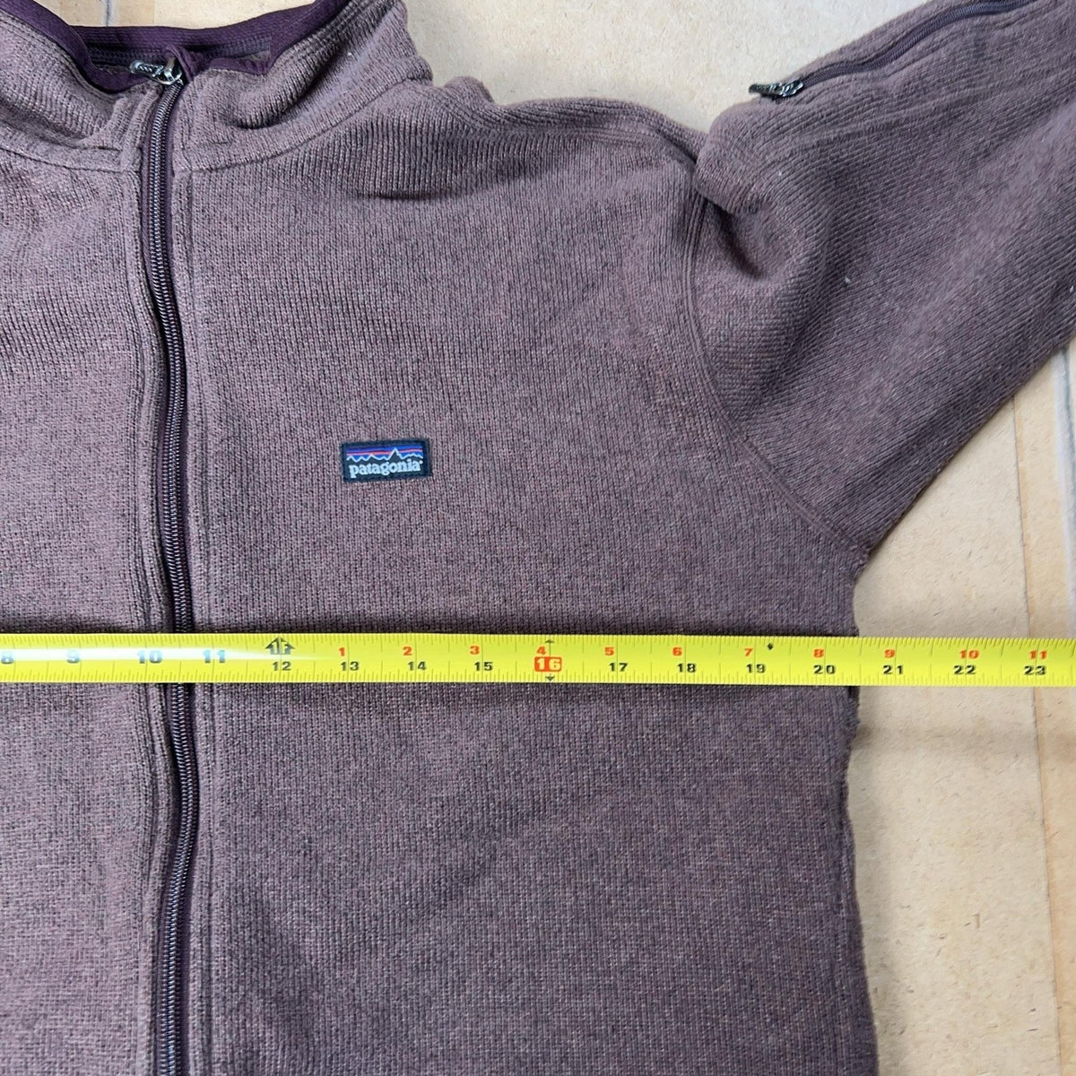 Patagonia Top Womens XL Brown Sherpa Lined Full Zip Sleeve Zip Pocket Fleece