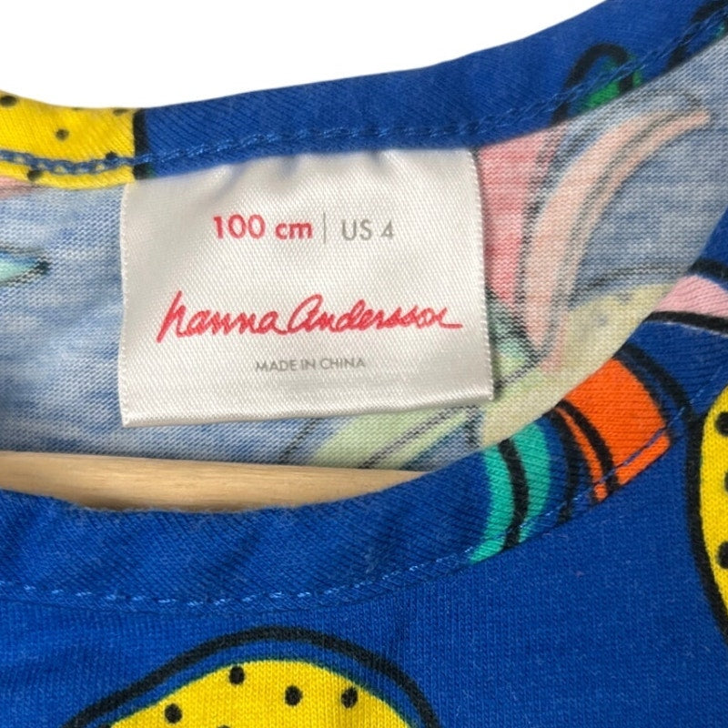 Hanna Andersson Blue Pineapple Toddler Girl Dress Size 4