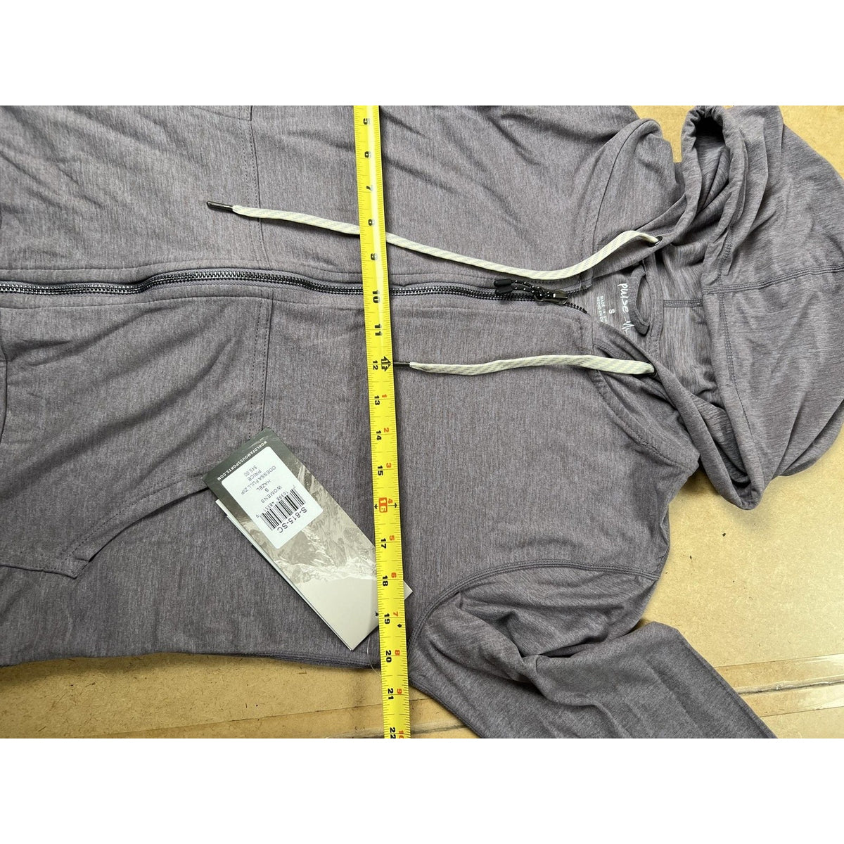 Pulse Sweater Womens S Gray Full Zip Hooded Lightweight Stretch Jersey
