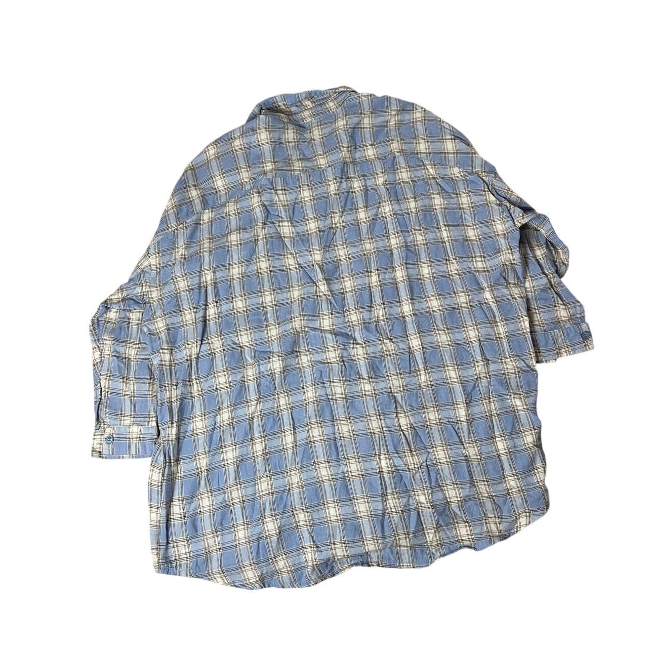 Boohoo Women's Blue Plaid Long Sleeve Button Down Collared Shirt Size 6