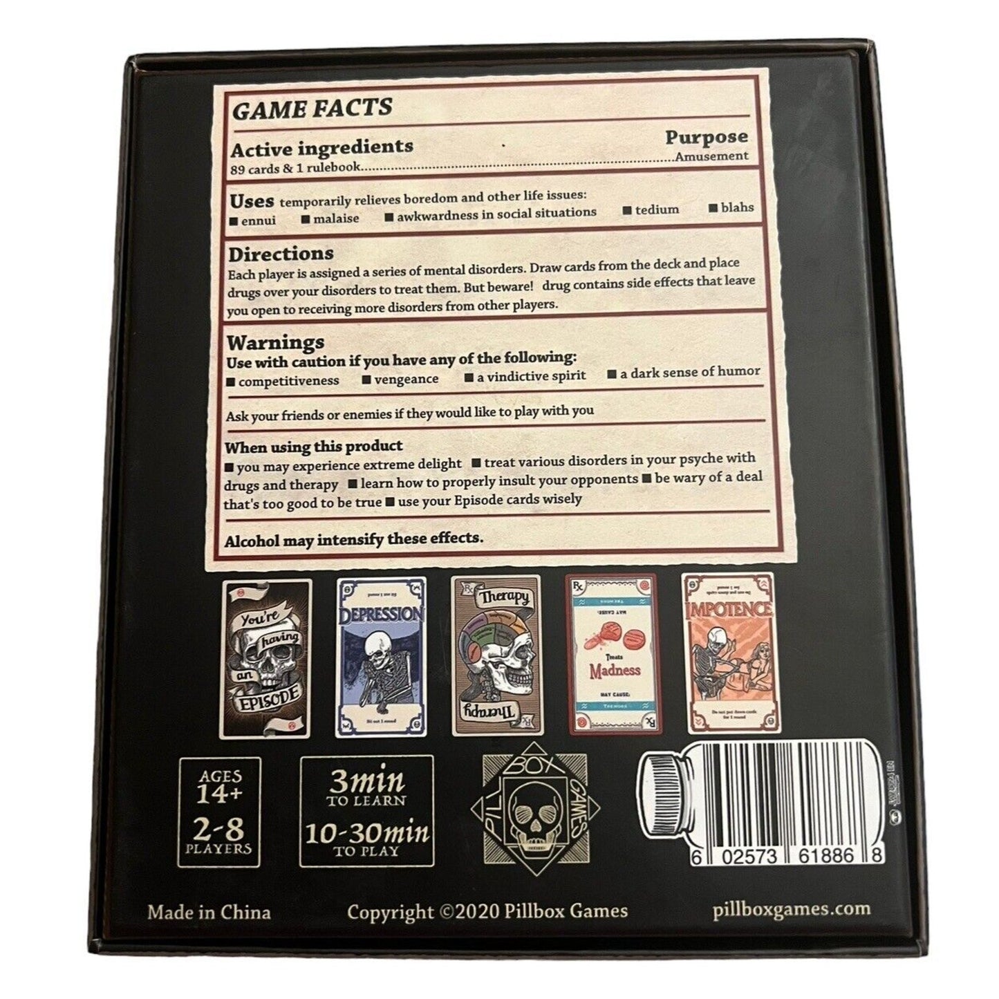 Pillbox Games: Side Effects Card Game - does not include notebook
