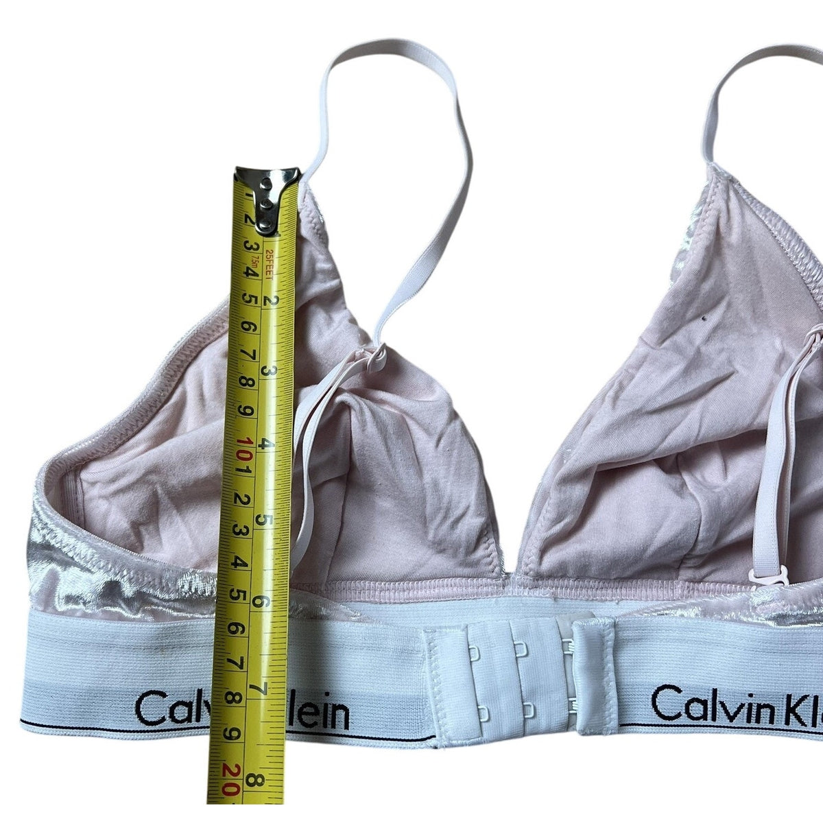 Calvin Klein Bra Womens S Pink Bralette Velvet Wireless Lightly Lined Logo