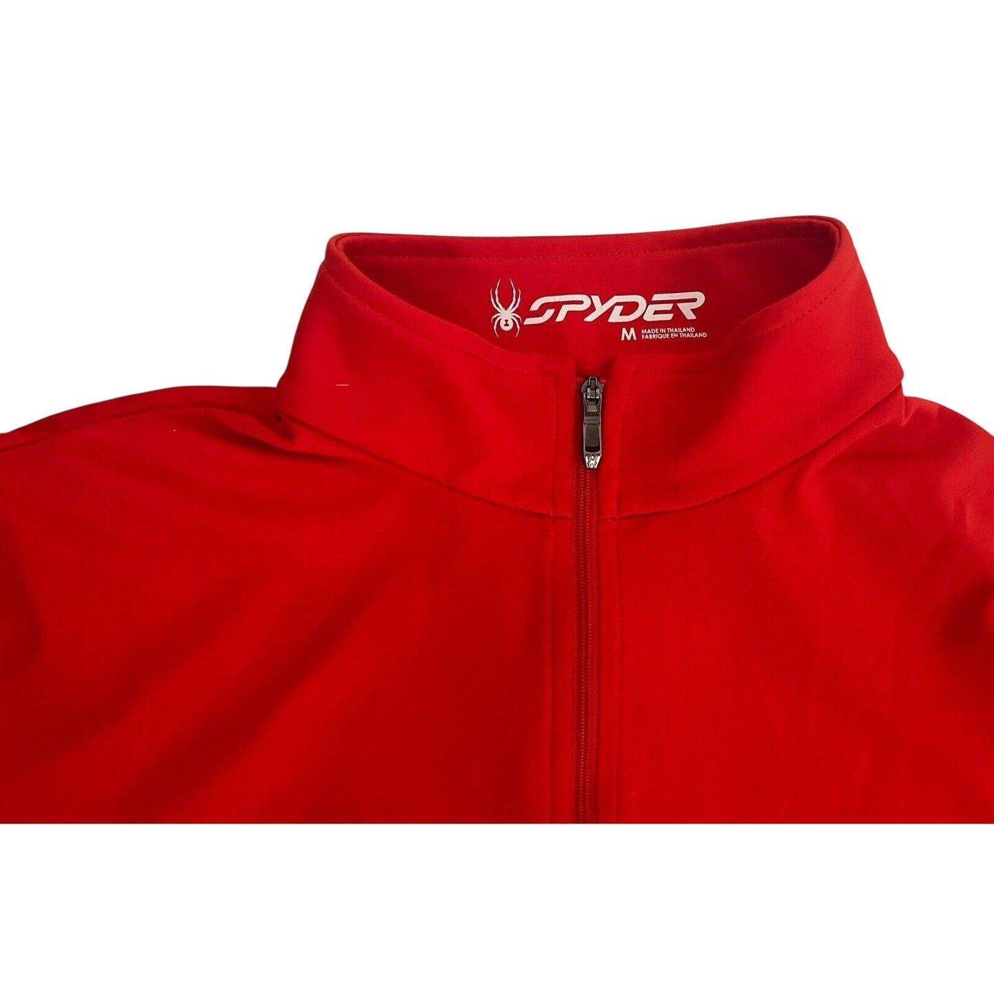 Spyder Mens Quarter Zip Short Jumper Medium Solid Red Pullover Long Sleeve