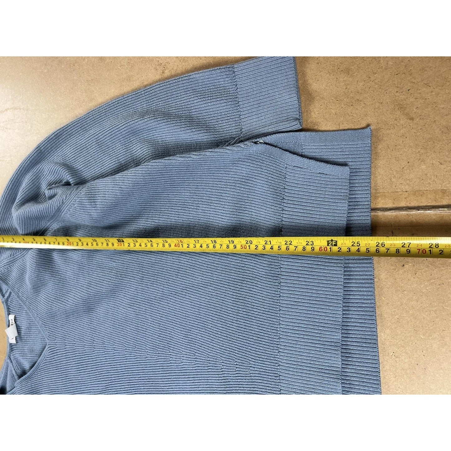 Athleta Sweater Womens XL Blue Pullover V-Neck Merino Wool Raglan Knit Top