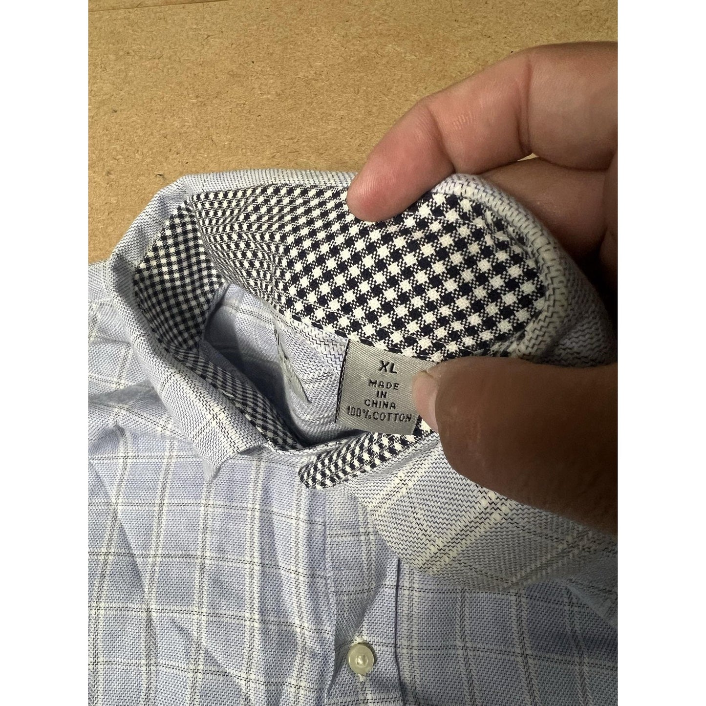 Jack Stone By Thomas Dean Shirt Mens XL Blue Check Long Sleeve Button Up Casual