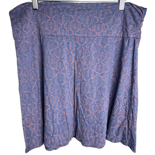 Toad & Co XL Women Purple Tribal Print Skirt Organic Cotton