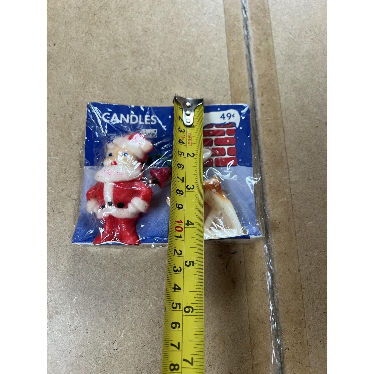 Gurley Candle Ornament Set Santa Reindeer 2pc Dangle Glitter Red White Japan