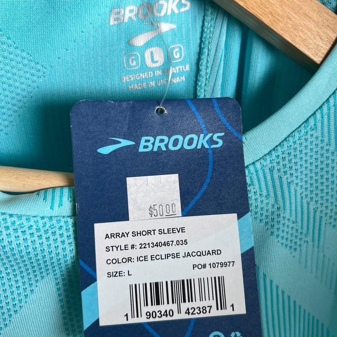 NWT Brooks Running Happy Blue Women's T-Shirt Size L