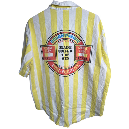 1987 Ocean Pacific Large Vertical Stripe Surf Lounge Shirt