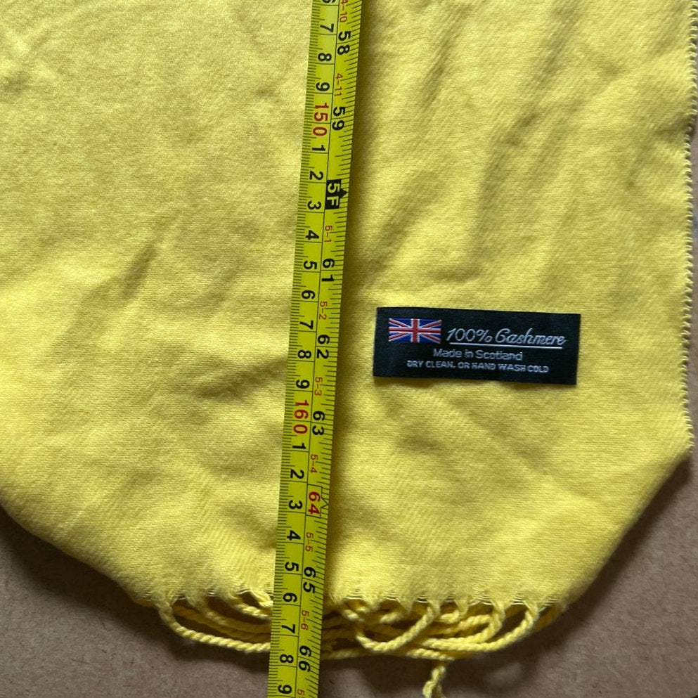 100% Cashmere Yellow Scarf Made In Scotland Warm Wrap Wool Scarf Pure 65.5"