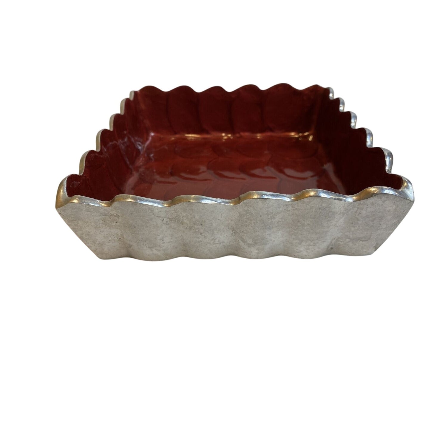 Julia Knight 5” Cocktail Napkin Holder Peony Pomegranate Dish Square 6”x6” - EUC