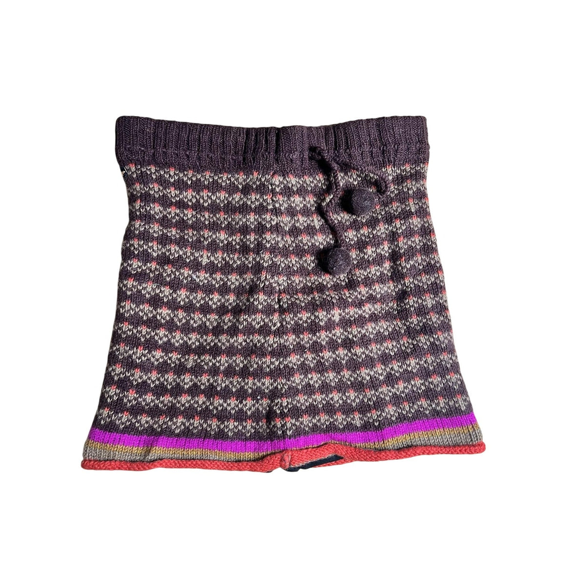 Everest Designs Skirt Womens L Multicolor Fair Isle Knit Lined Wool Drawstring