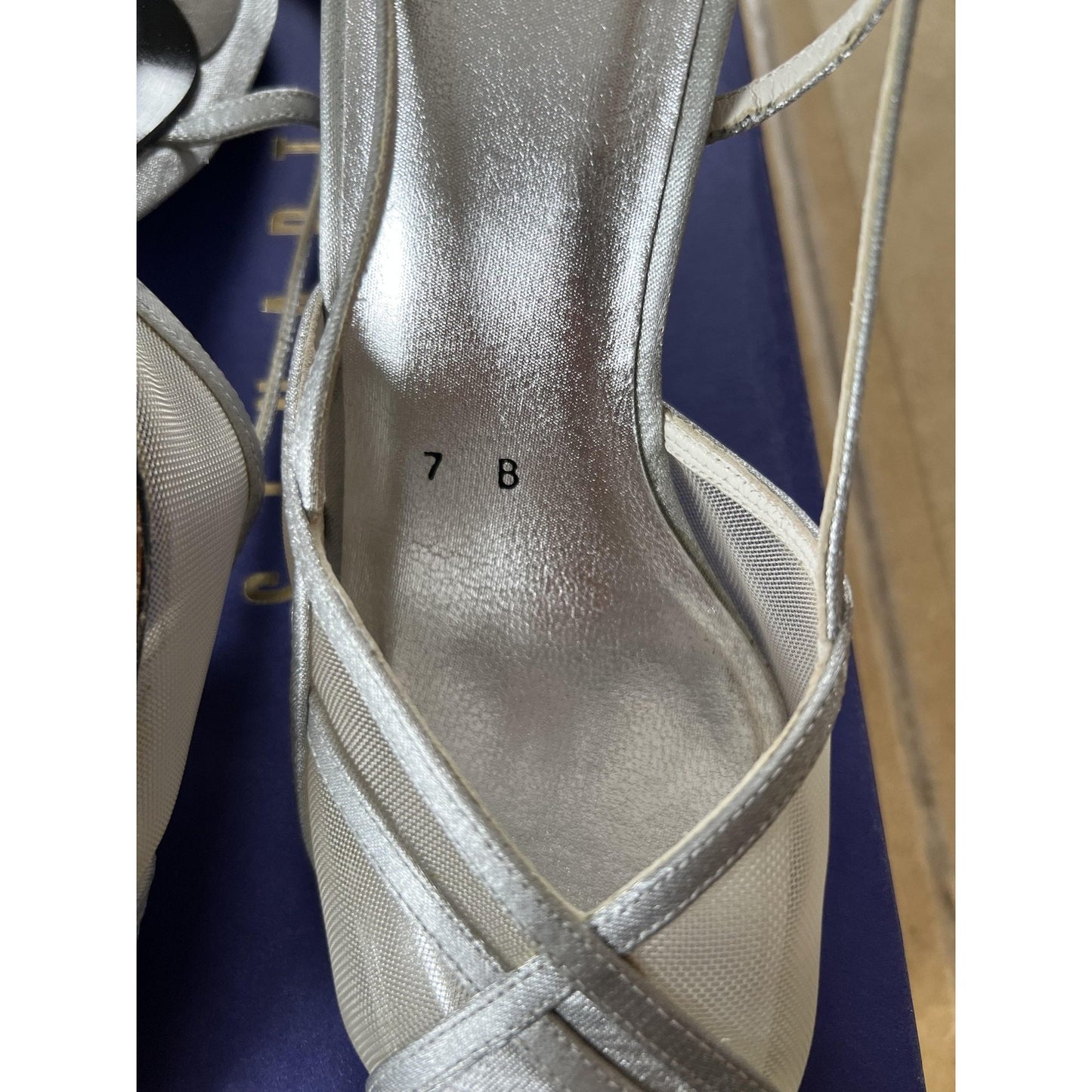 Stuart Weitzman Shoes Womens 7 Silver Slingback Premier Stiletto Pointed Toe