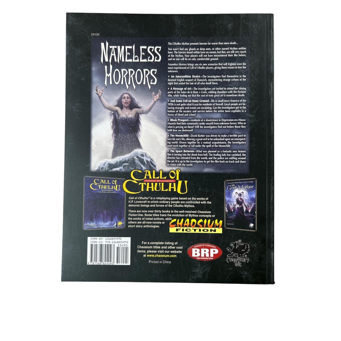 Call Of Cthulhu Nameless Horrors Chaosium Black Horror RPG Hardcover Fricker