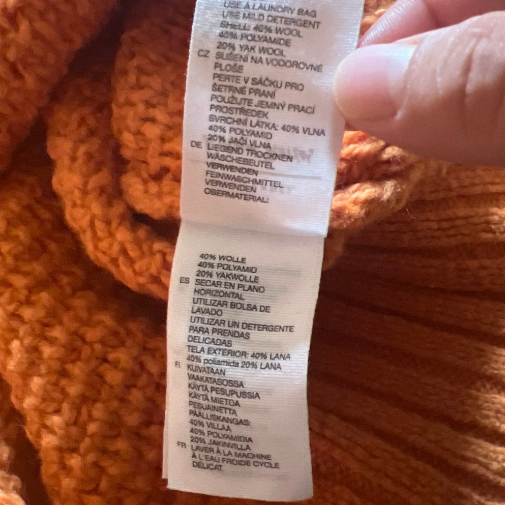 Other Stories Capsule Orange Knit Turtleneck Oversized Sleeve Sweater Size S