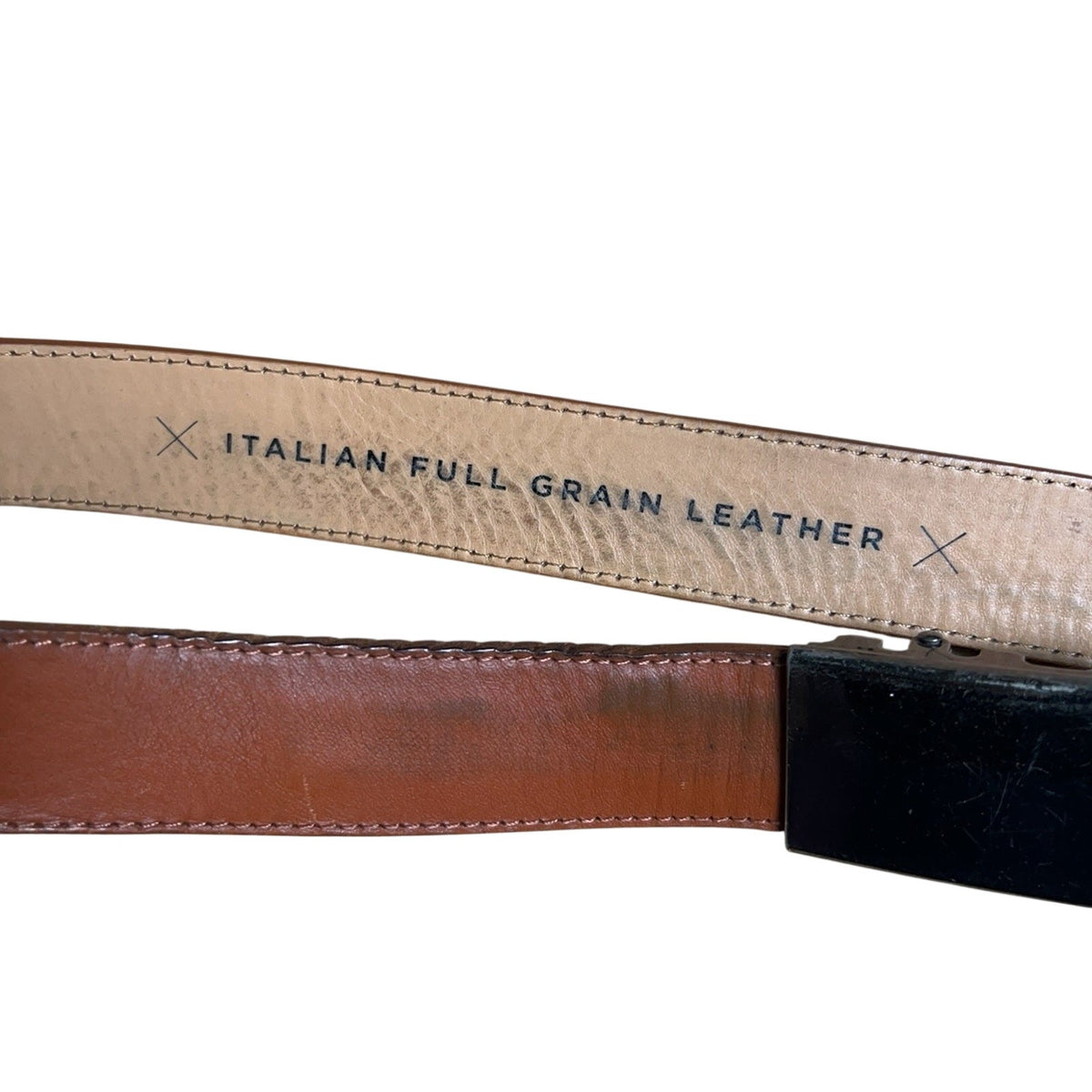 Mission Belt Mens One Size Brown Leather Ratchet Adjustable Buckle Logo