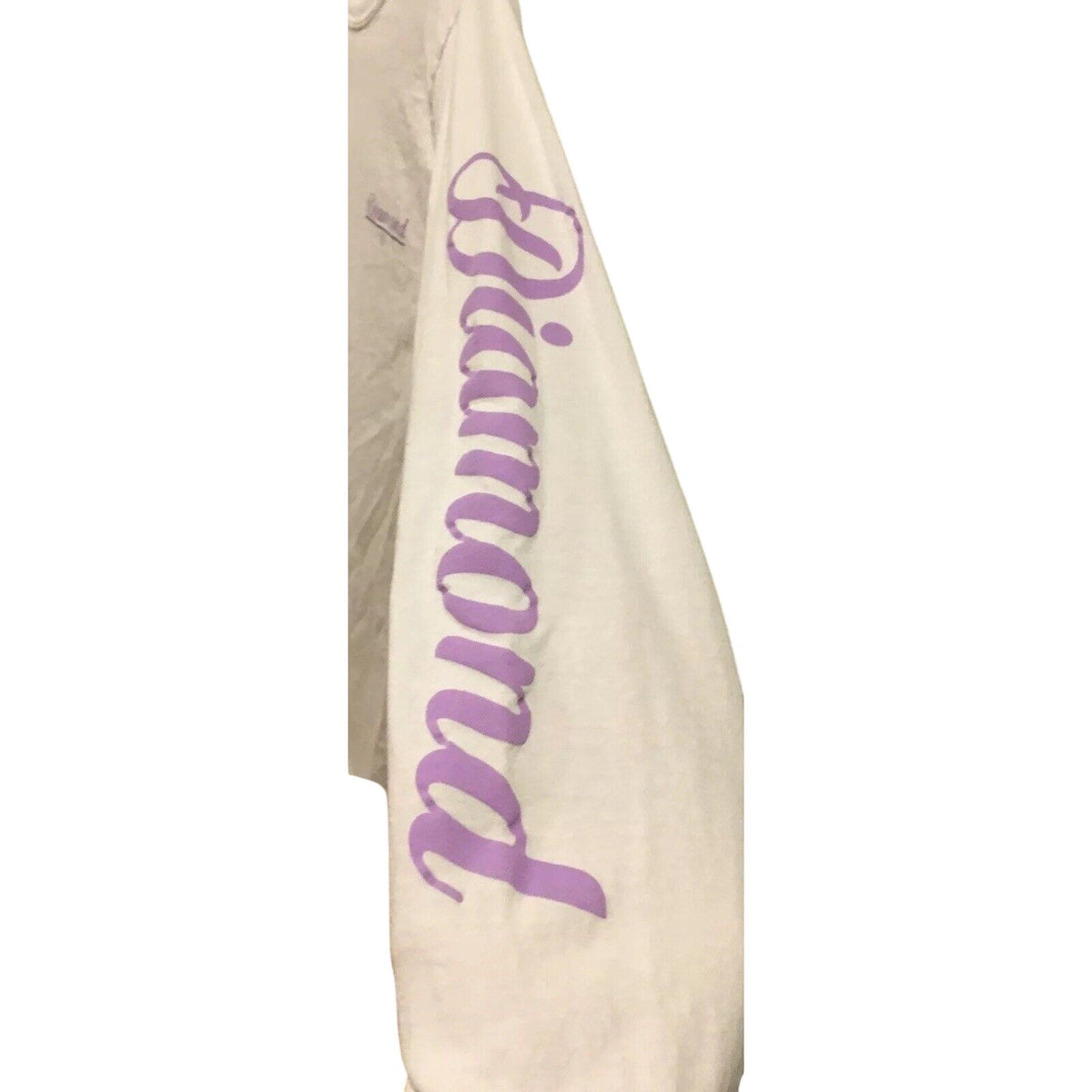 Diamond White S Small Long Sleeve Graphic T-Shirt with Purple Logo