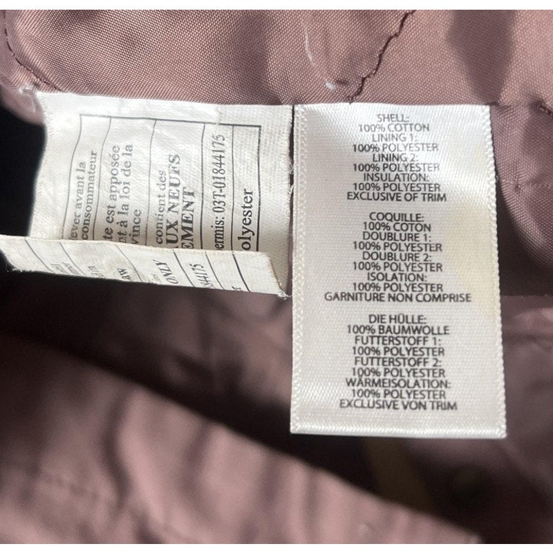 Noble Outfitters Jacket Womens M Purple Hooded Canvas Parka Lined Zip Pockets