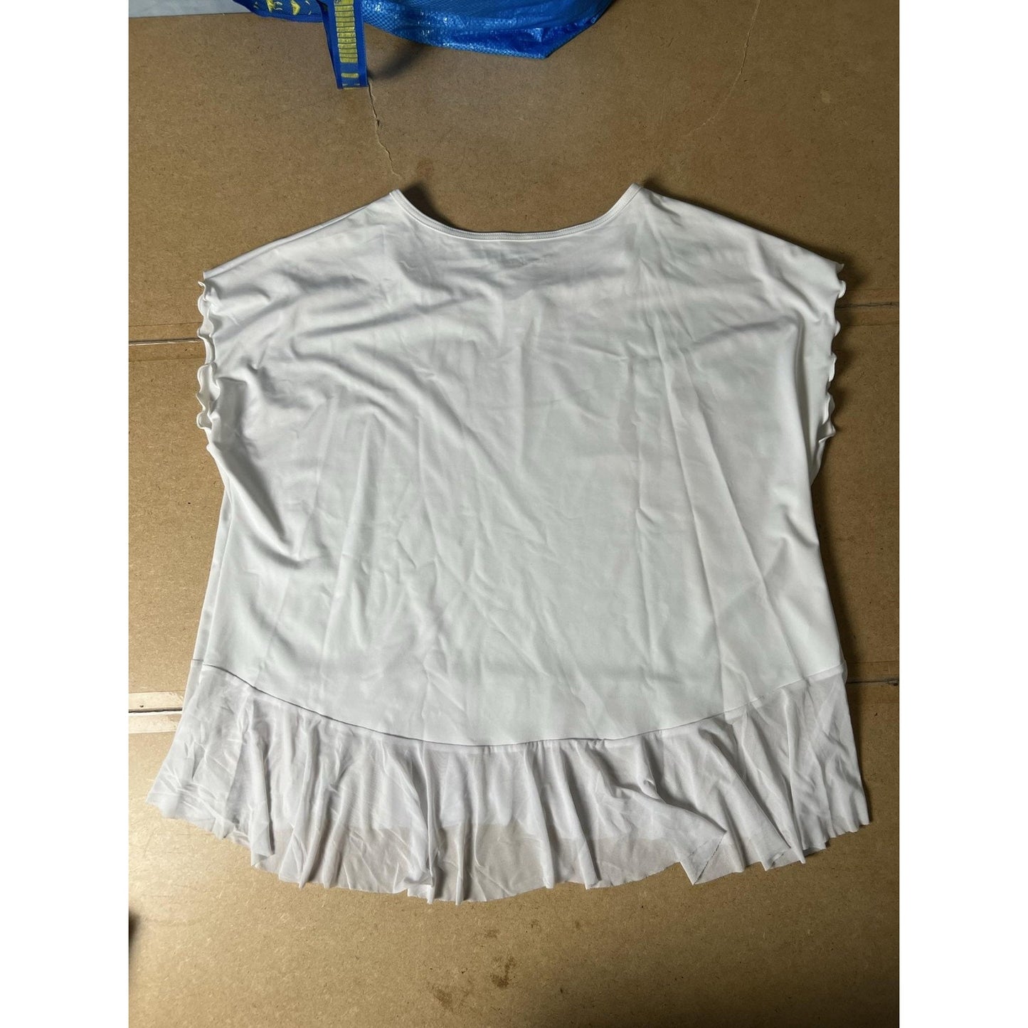 LAURA HHLAVAC Shirt Womens XL White Tunic Ruffle Strap Jersey Polyester