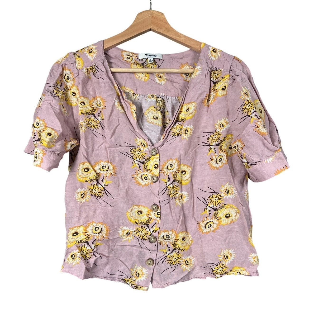 Madewell Plaza Button-Front Shirt in Dutch Dandelions Women's Size M