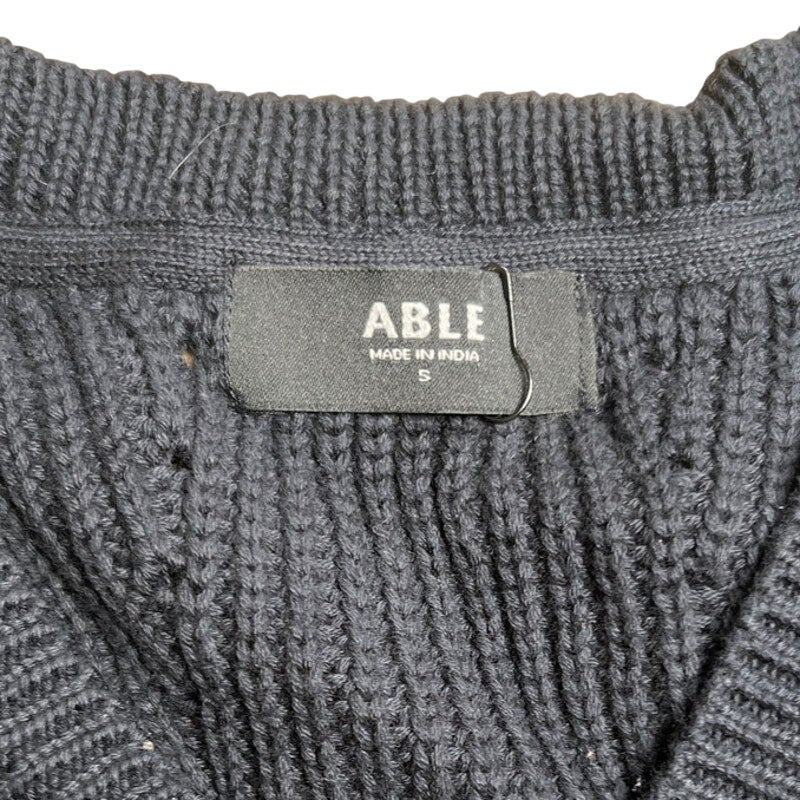 Able Black Button Down 100% Cotton Vest Size Small