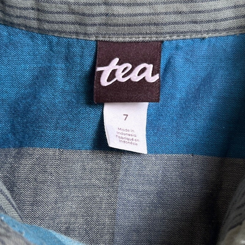 Tea Blue Gothenburg Plaid Button Up Shirt Boy Size 7