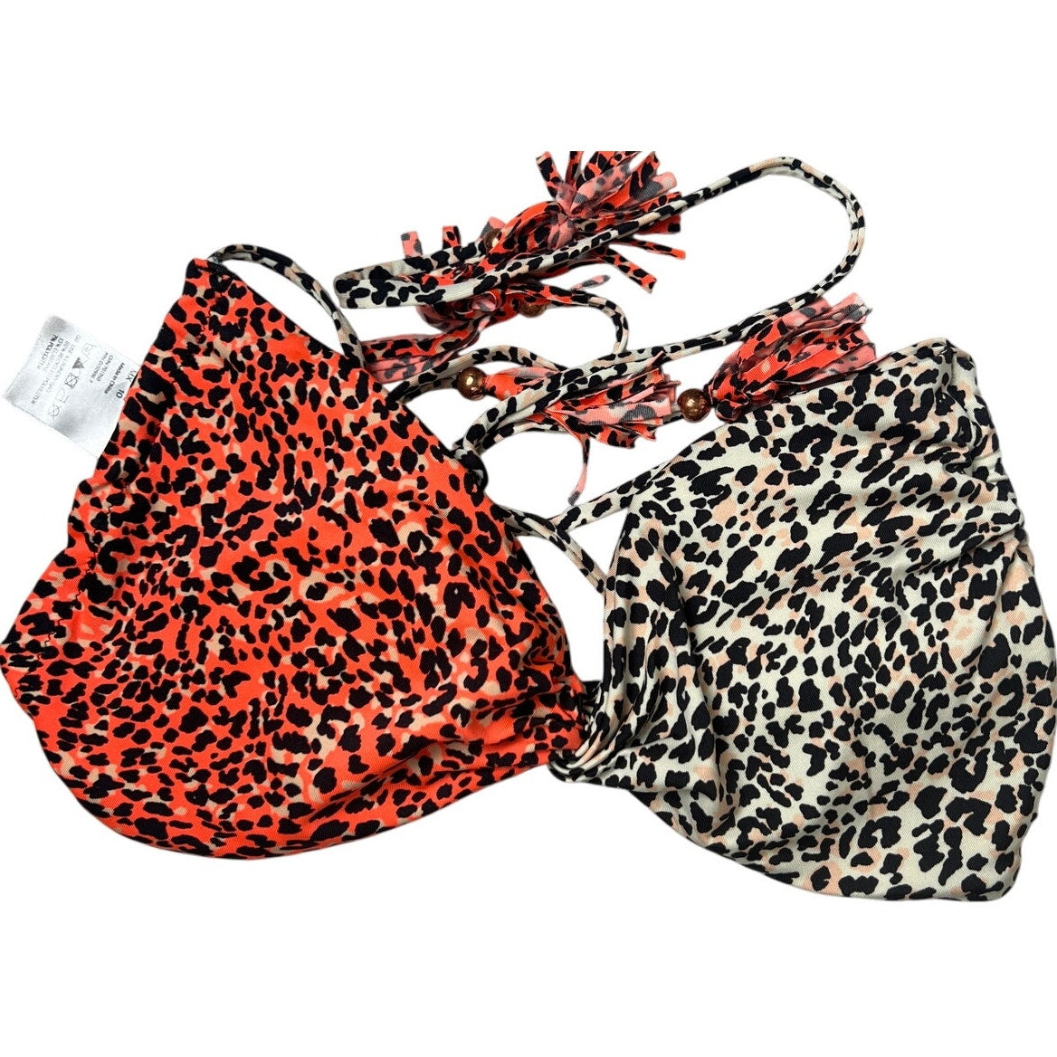 H&M Cheetah Print Orange & White Bikini Top US Size 10
