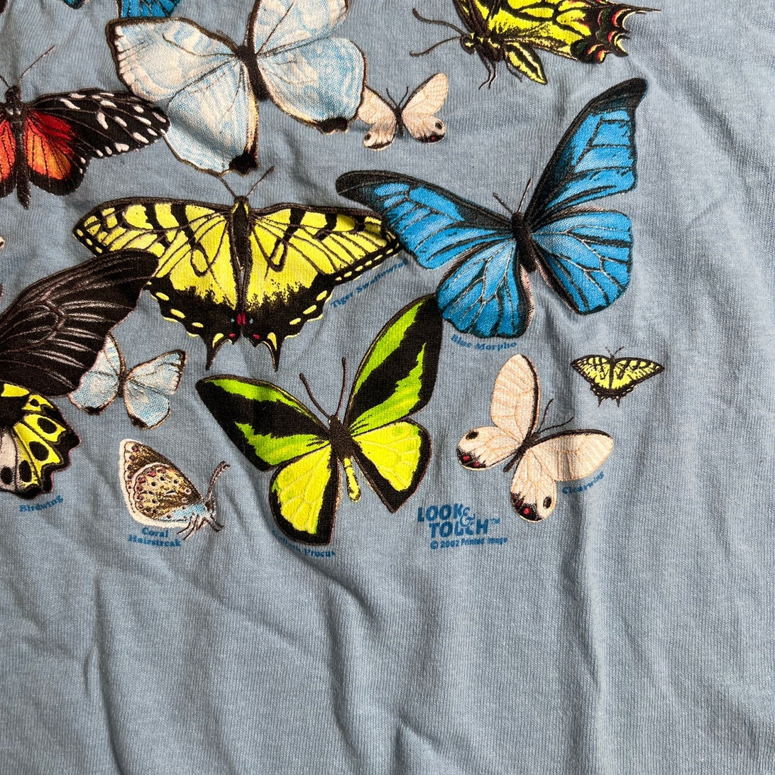 Blue Butterfly T-Shirt Kids 10/12 Glows in the Dark
