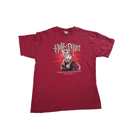 THE DUCK CO Shirt Mens L Red Harry Otter Shedd Aquarium Chicago Graphic T-Shirt
