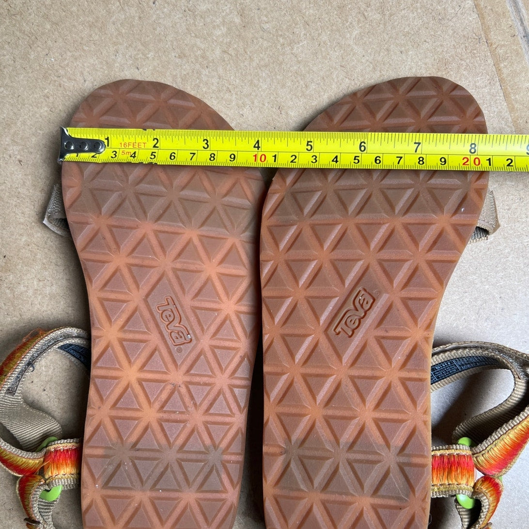Teva Original Universal Sandals Womens 8 Orange Ombre Thread Leather Hook Loop