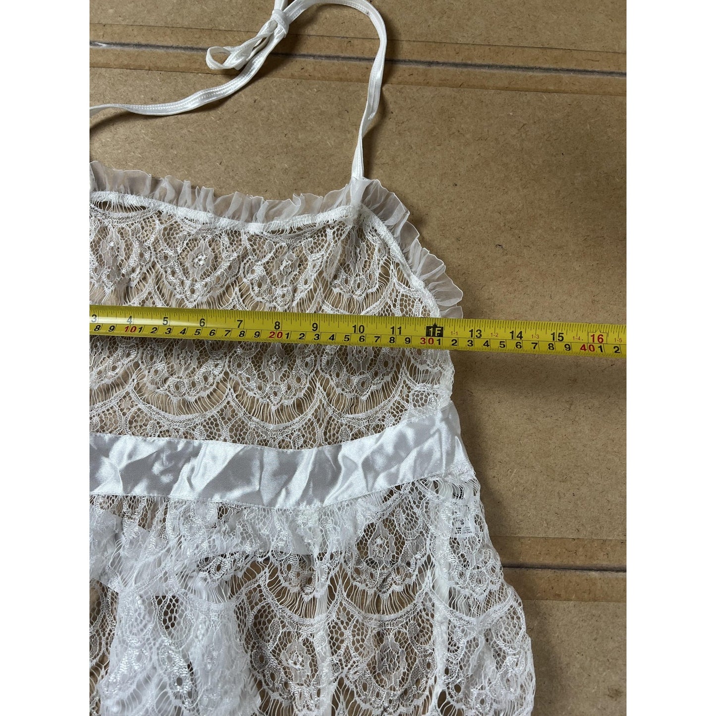 Dreamgirl Lingerie Womens One Size White Lace Bridal Babydoll Garter Halter Tie